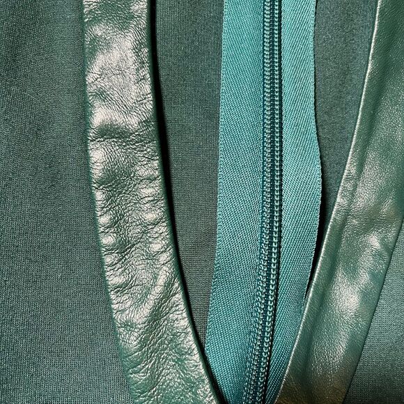 Cynthia Rowley Vintage Dress XS 0 V Neck Green Leather Cap Sleeve - Picture 5 of 7